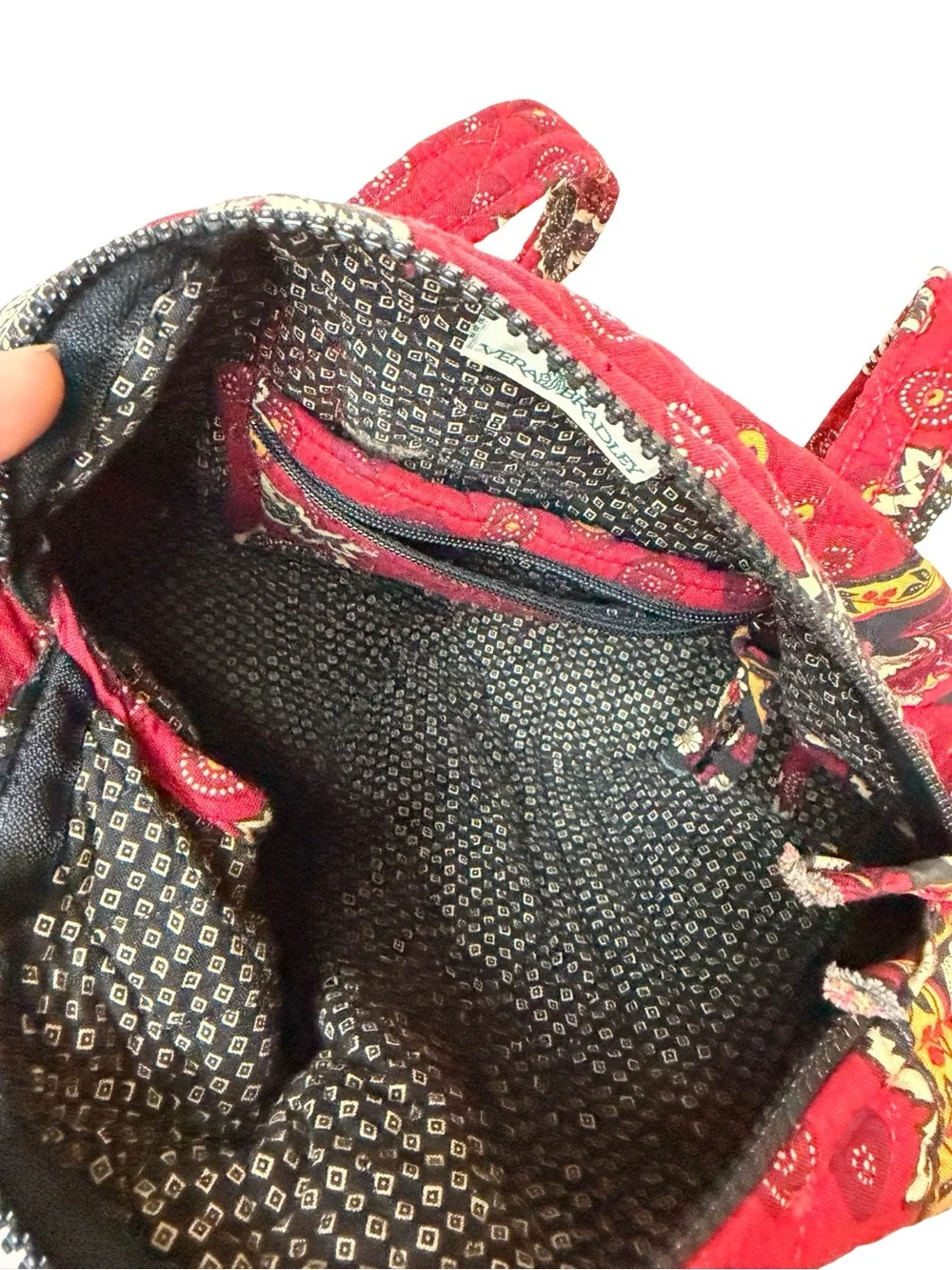 Vera Bradley Red Coin 1999 Retired Mini Duffel Quilted Floral Made in USA Bag